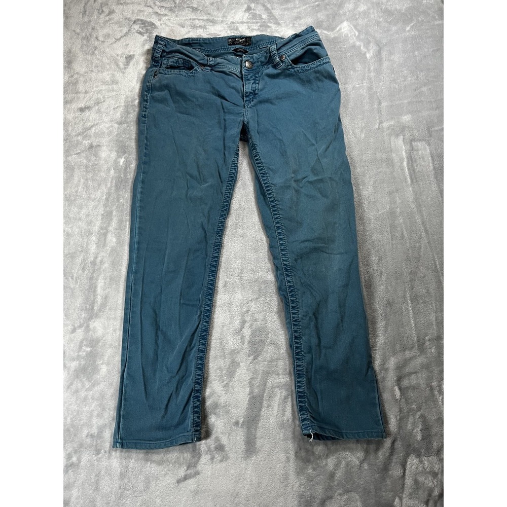 Silver Jeans Womens Size 34x31 Suki Skinny Stretch Denim Blue Turquoise